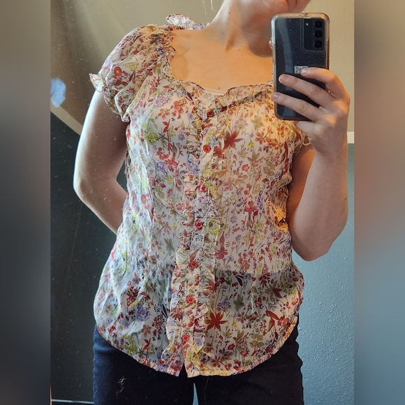 Floral Patterned Sheer Romy Blouse - Picture 5 of 6